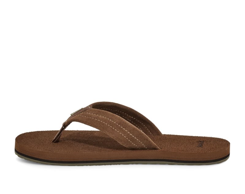 Sanuk Beer Cozy Stacker Suede Men's Flip Flops Brown | Canada 261SGL